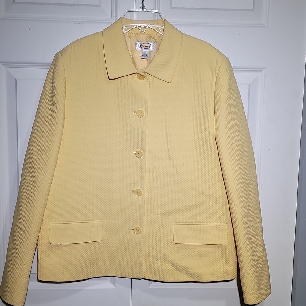 Talbots Vintage Women's Plus Size Cotton Yellow Blazer Jacket